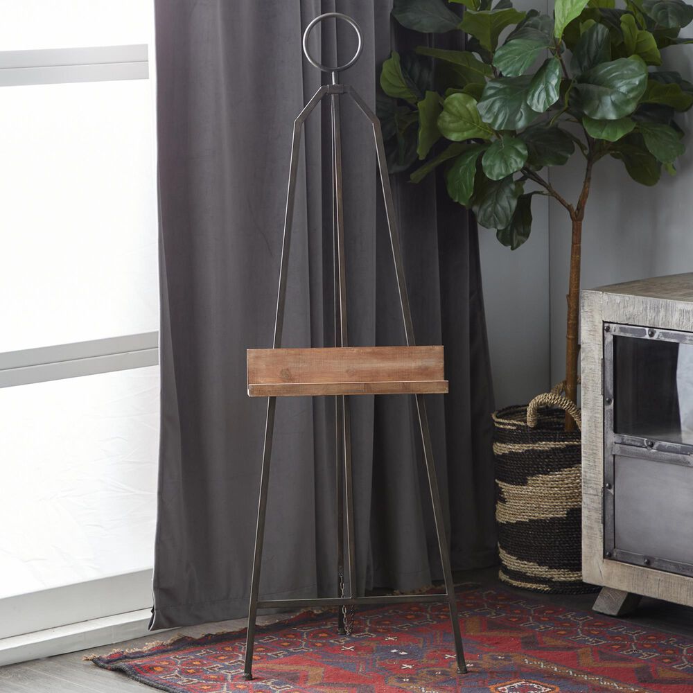 Maple and Jade Large Adjustable Display Easel with Wood Tray in Matte Black and Natural, , large