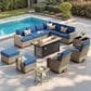 HOMLUX 13-Piece Patio Conversation Set with 54" Fire Pit Table in Navy Blue, , large