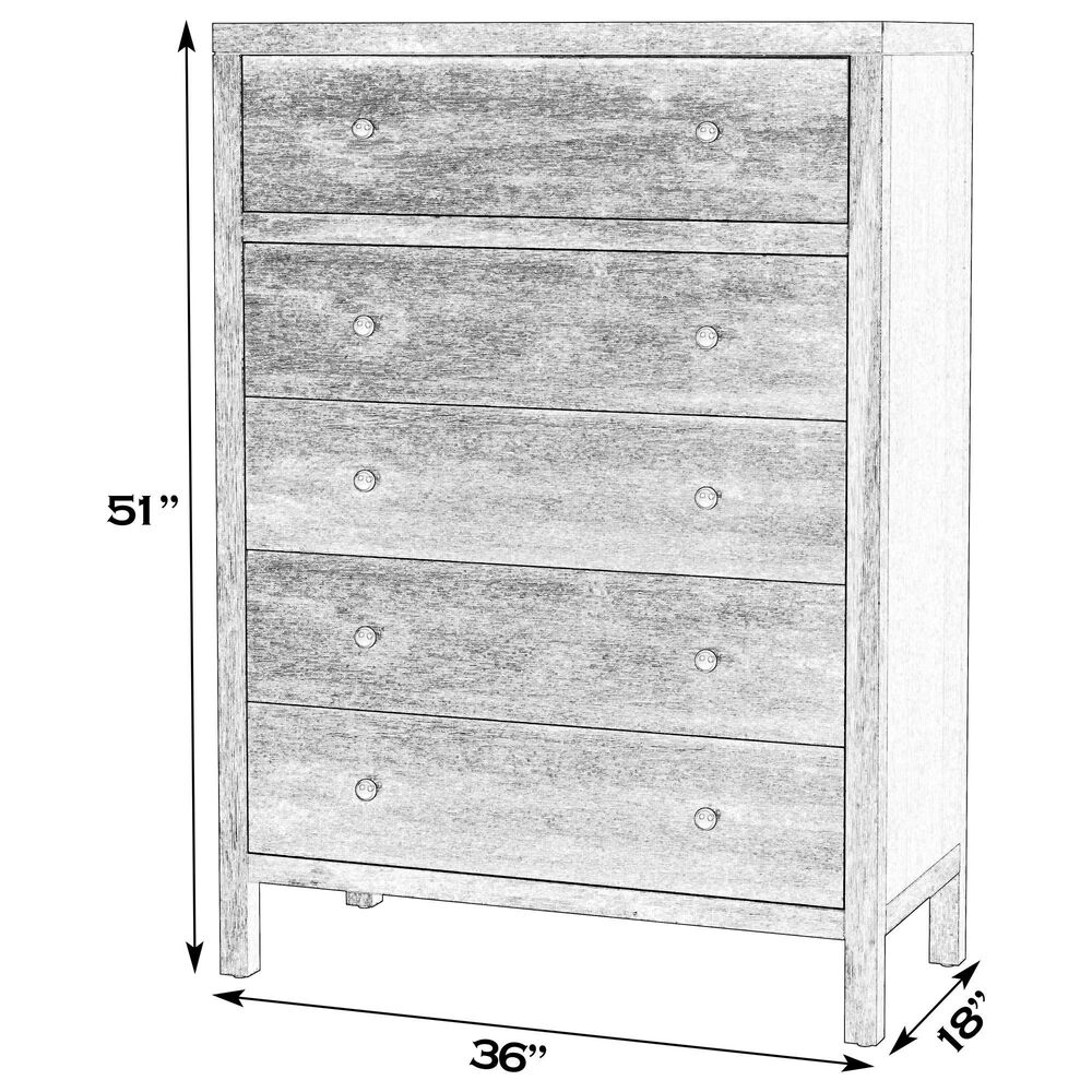 Butler Specialty Company Nora 5-Drawer Tall Dresser in Light Oak, , large