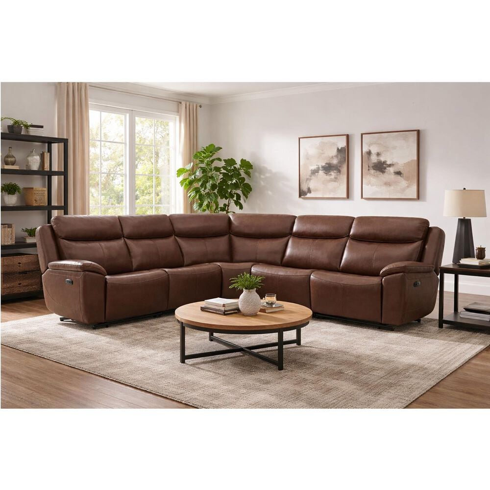 Interlochen Everest P2 6-Piece Power Reclining L-Shaped Sectional in Durango Sienna, , large