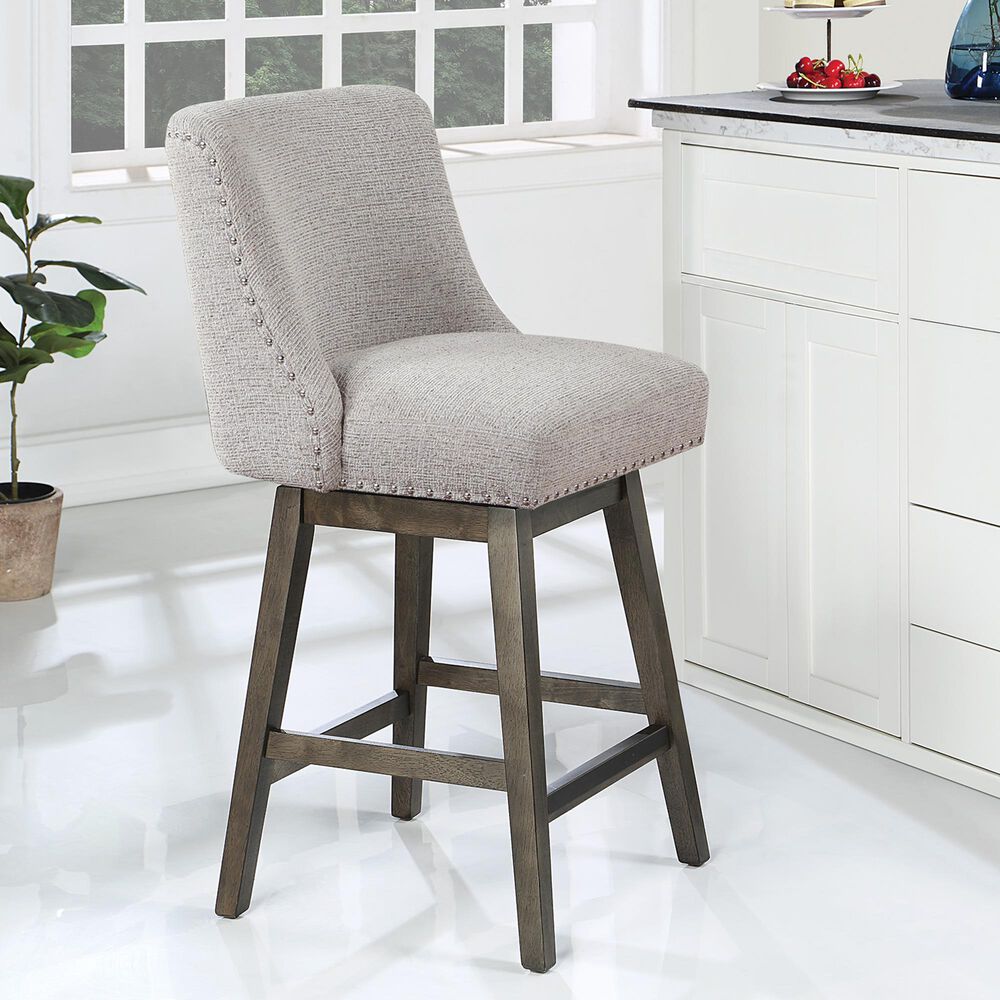 Valor Living Granville Swivel Counter Stool with Wheat Upholstered in Grey, , large
