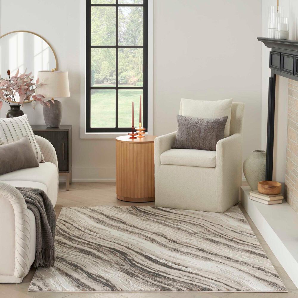 Nourison Sustainable Trends SUT05 5&#39;3&quot; x 7&#39;3&quot; Beige and Grey Area Rug, , large