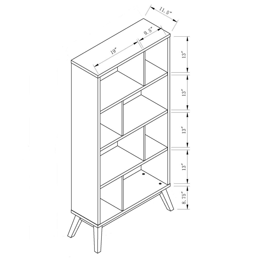 Global Movement 8-Shelf Bookcase in Distressed Grey and Black, , large