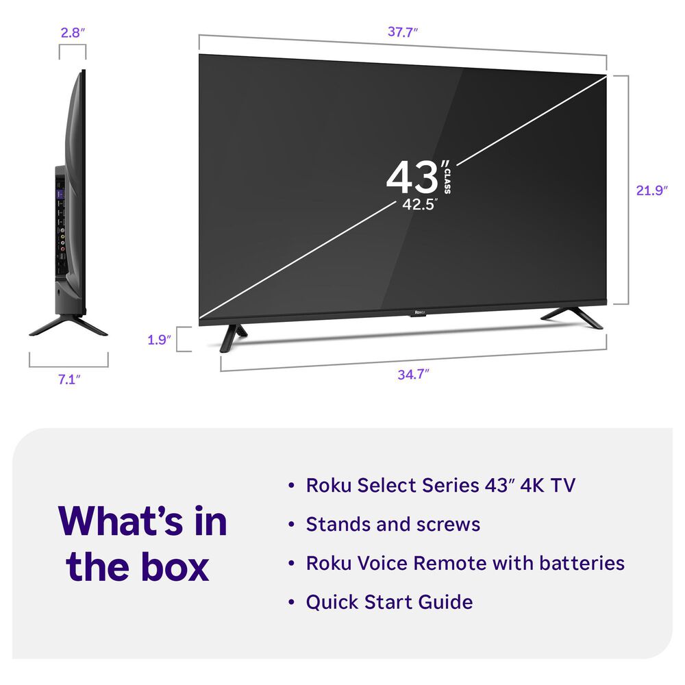 Roku 43" Class Select Series 4K UHD in Black - Smart TV, , large