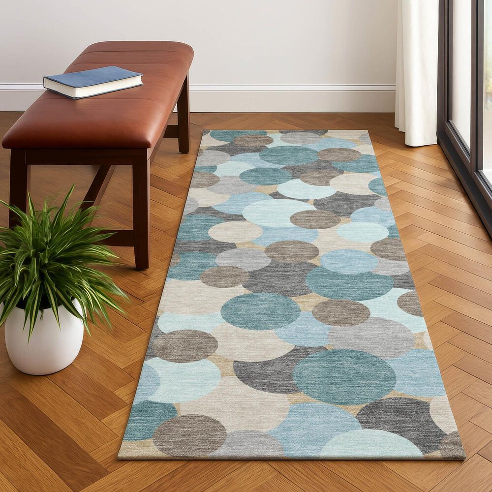 Dalyn Rug Company Kenner Turquoise 2'3" x 7'6" Indoor/Outdoor Runner, , large