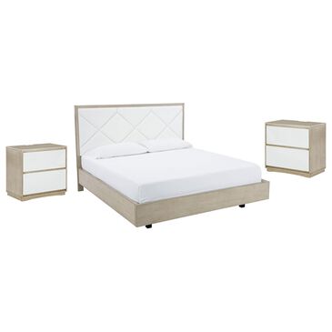 Millennium Wendora 3-Piece Queen Bed and Nightstand Set in Light Bisque and Glossy White, , large