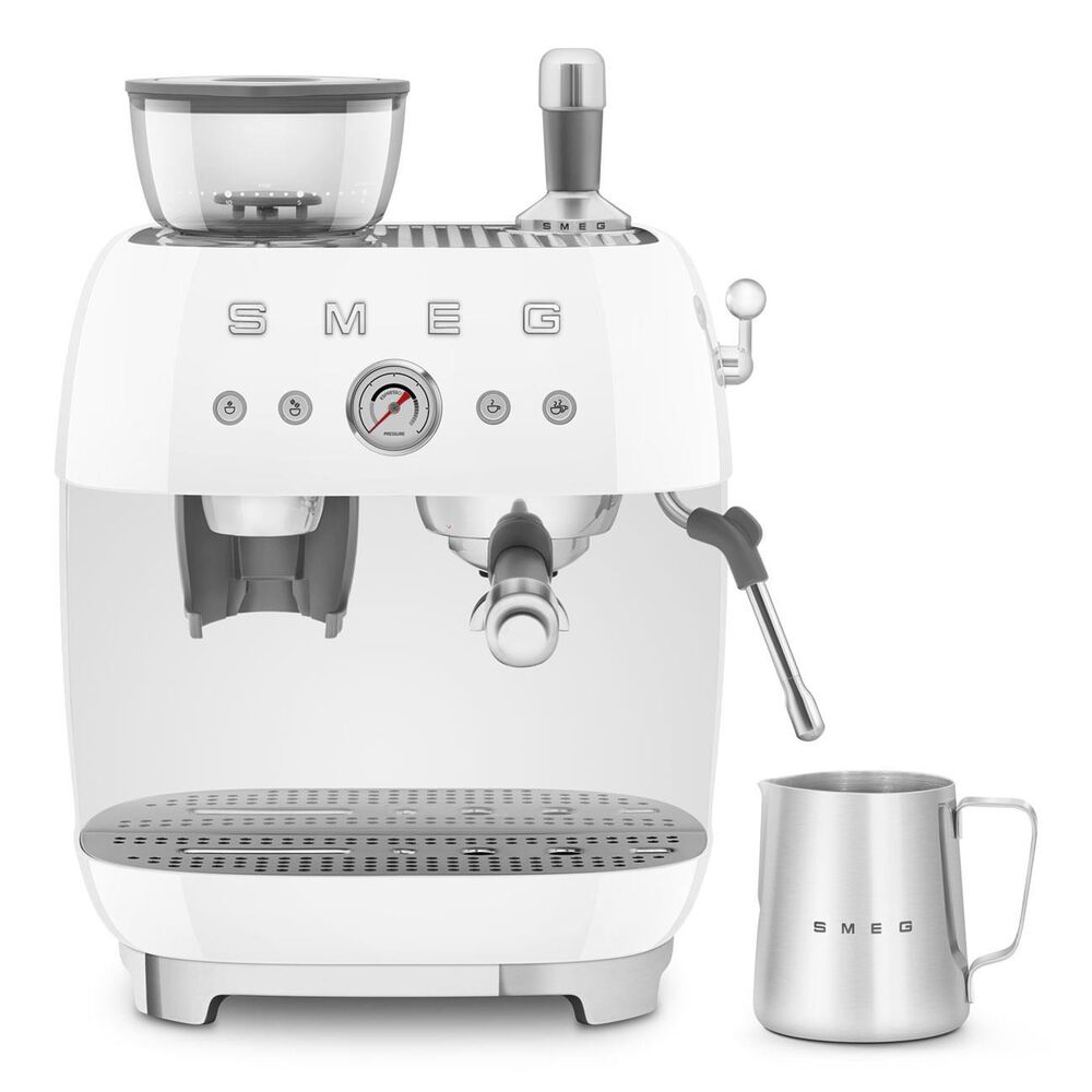 SMEG 81 Oz Espresso Coffee Machine with Grinder in White, , large