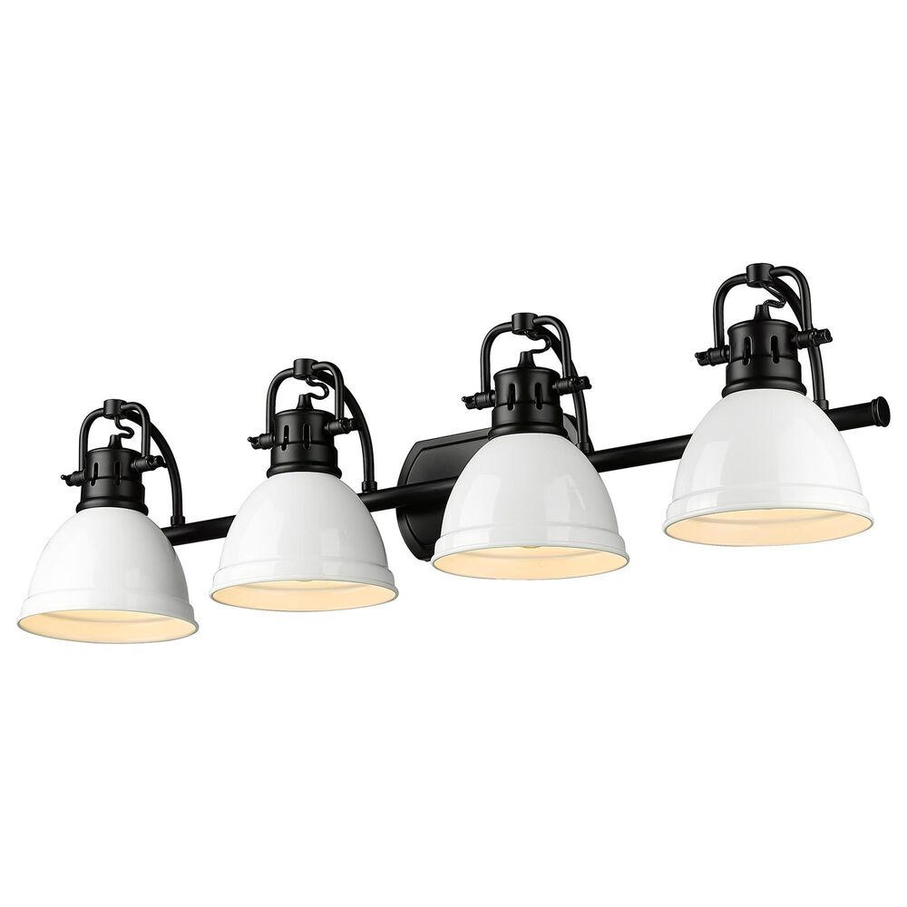 Golden Lighting Duncan 4-Light Vanity Light with White Shade in Matte Black, , large