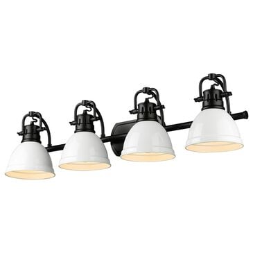 Golden Lighting Duncan 4-Light Vanity Light with White Shade in Matte Black, , large