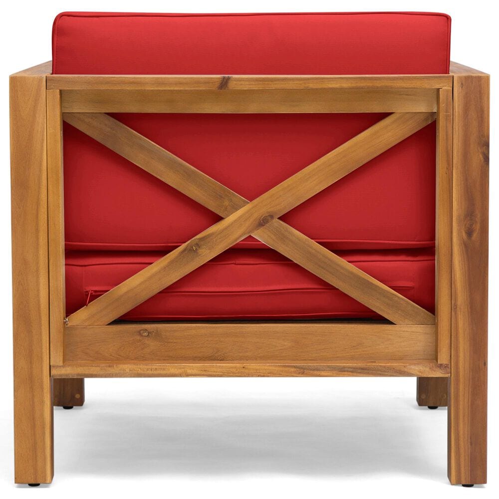 Hearth and Haven Brava Outdoor Club Chair with Cross-Back Design in Red, , large