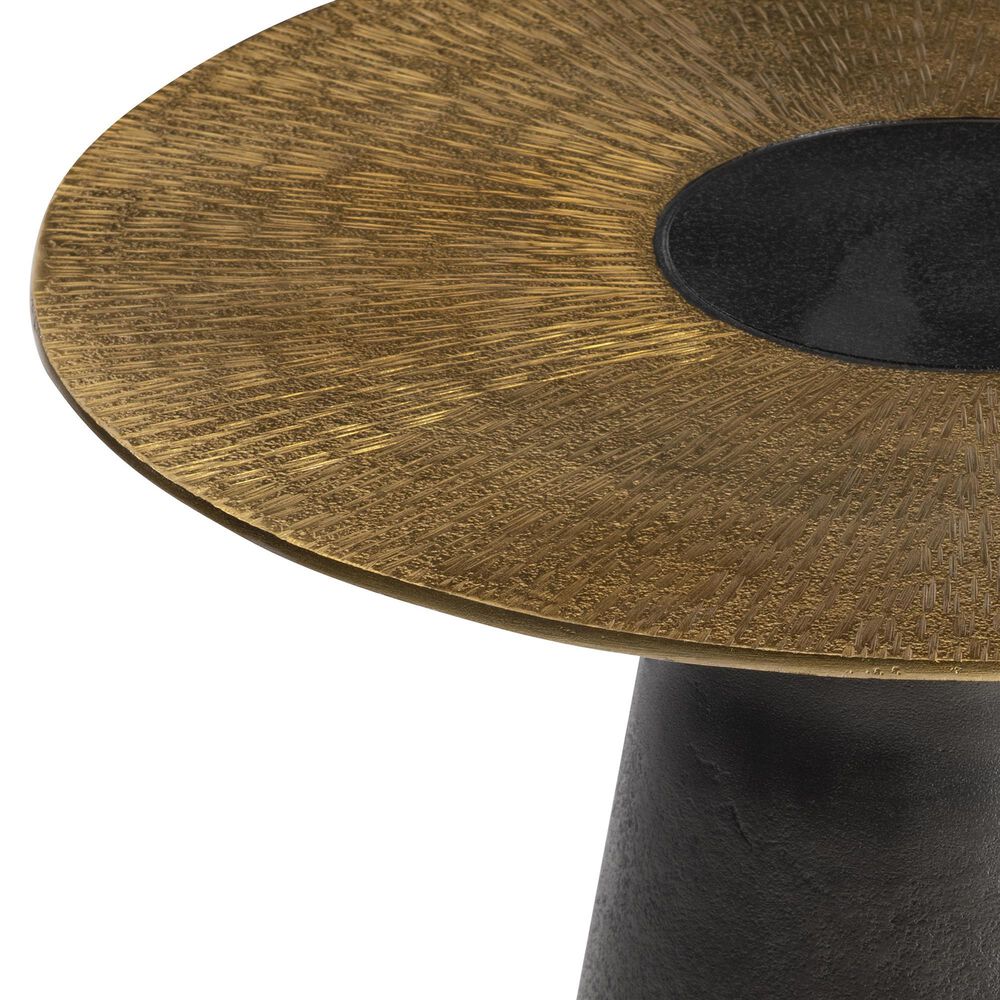 Bernhardt Alto Accent End Table in Antique Brass and Black Nickel, , large