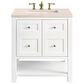 James Martin Vanities Breckenridge 30" Single Bathroom Vanity in Bright White with 3 cm Eternal Marfil Quartz Top and Rectangular Sink, , large