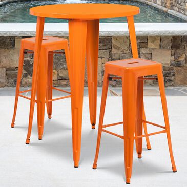 Flash Furniture 3-Piece Metal Bar Table Set in Orange, , large