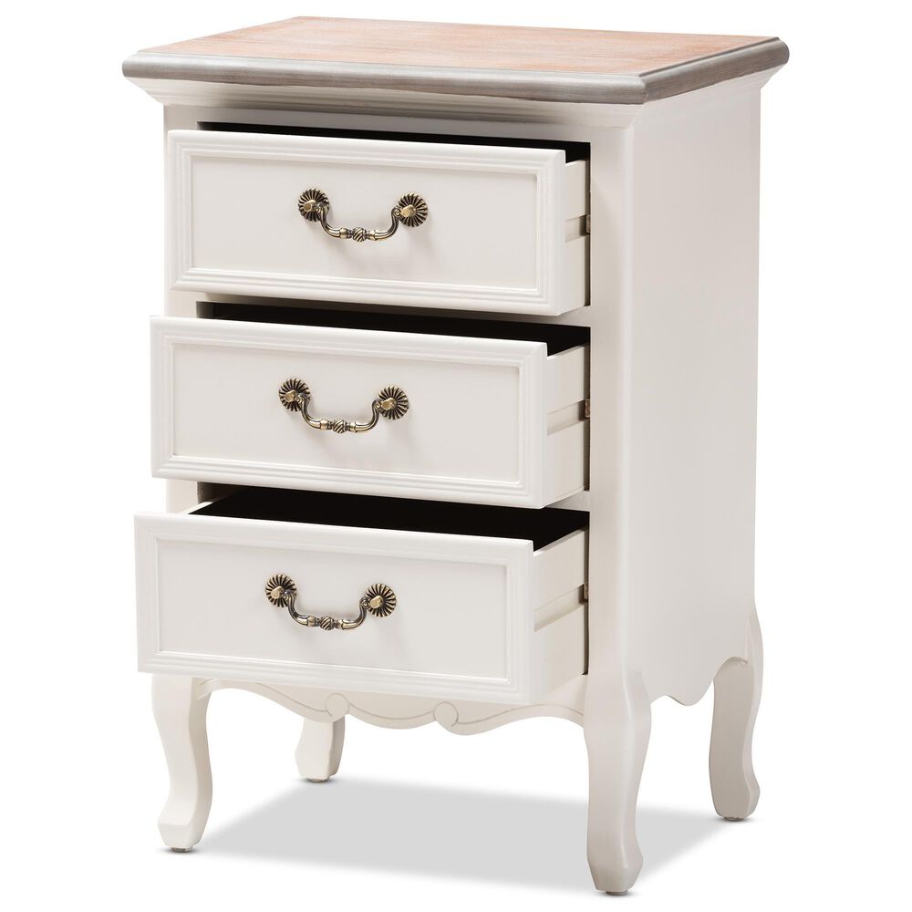 Baxton Studio Capucine 3-Drawer End Table in Natural Whitewashed Oak and White, , large