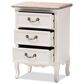 Baxton Studio Capucine 3-Drawer End Table in Natural Whitewashed Oak and White, , large