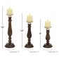 Maple and Jade Mango Wood Candle Holder in Dark Brown and Silver (Set of 3), , large