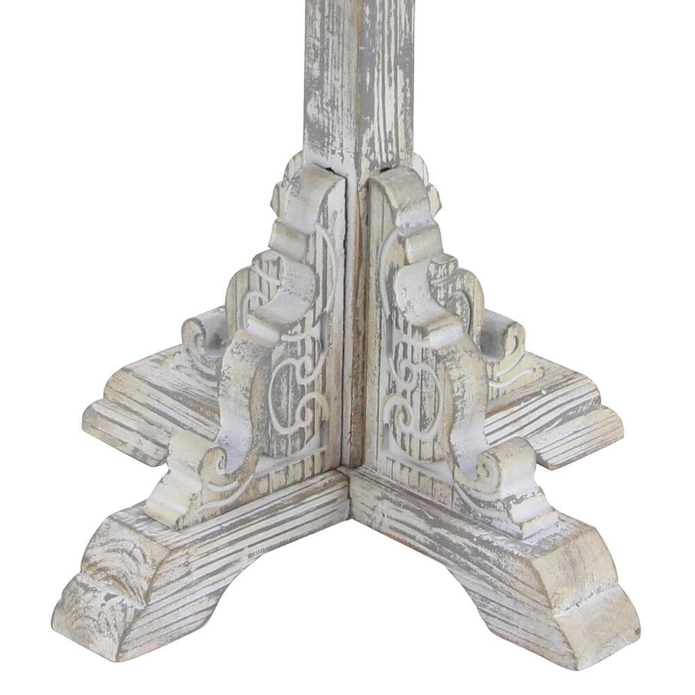 Maple and Jade Intricately Carved Scroll Accent End Table in Distressed Gray and Dark Brown, , large
