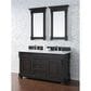 James Martin Vanities Brookfield 60" Double Bathroom Vanity in Burnished Mahogany with 3 cm White Zeus Quartz Top and Rectangular Sinks, , large