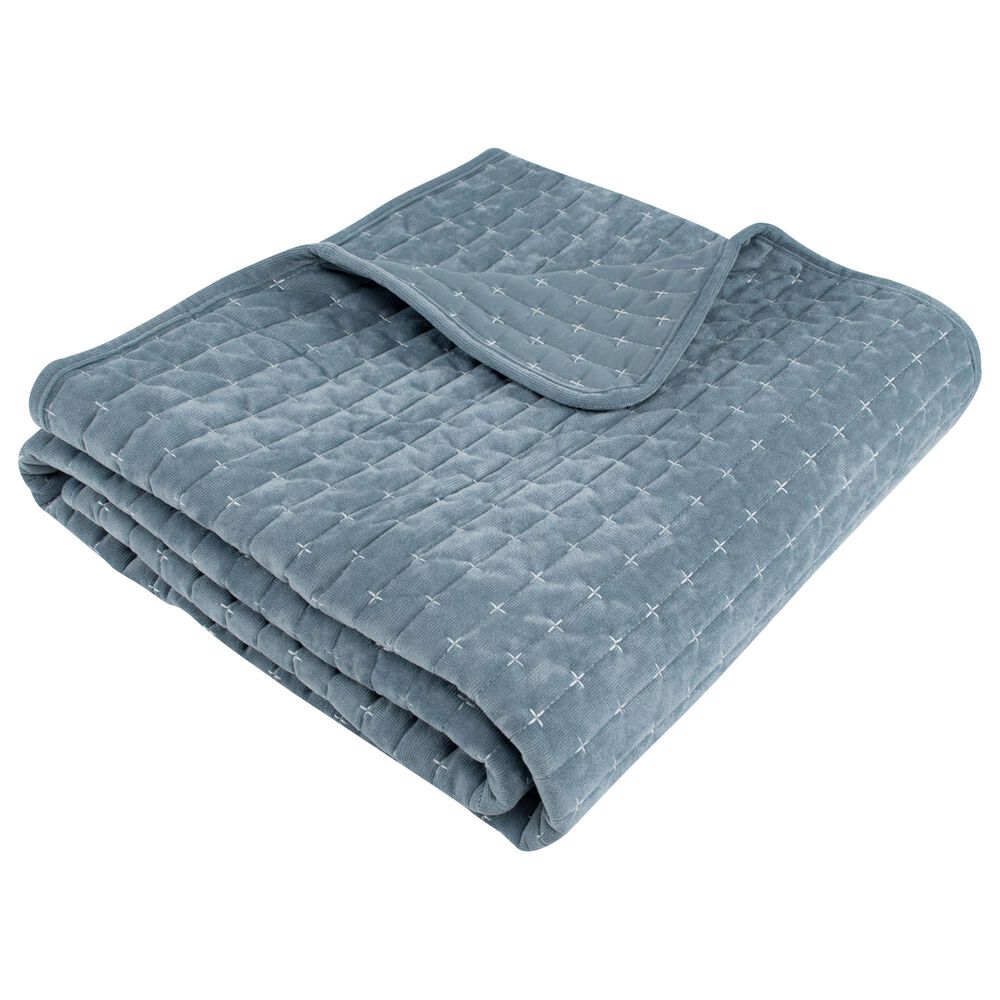 Levtex Velvet Stitch 50" x 60" Quilted Throw in Chambray, , large