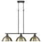 Golden Lighting Duncan 3-Light Pendant with Aged Brass Shade in Matte Black, , large