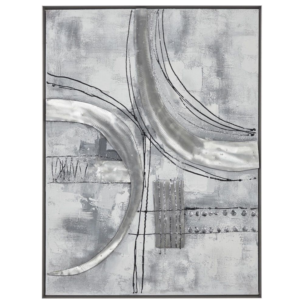 Maple and Jade 30" x 40" Contemporary Abstract Wall Art in Gray, White, Black and Silver, , large