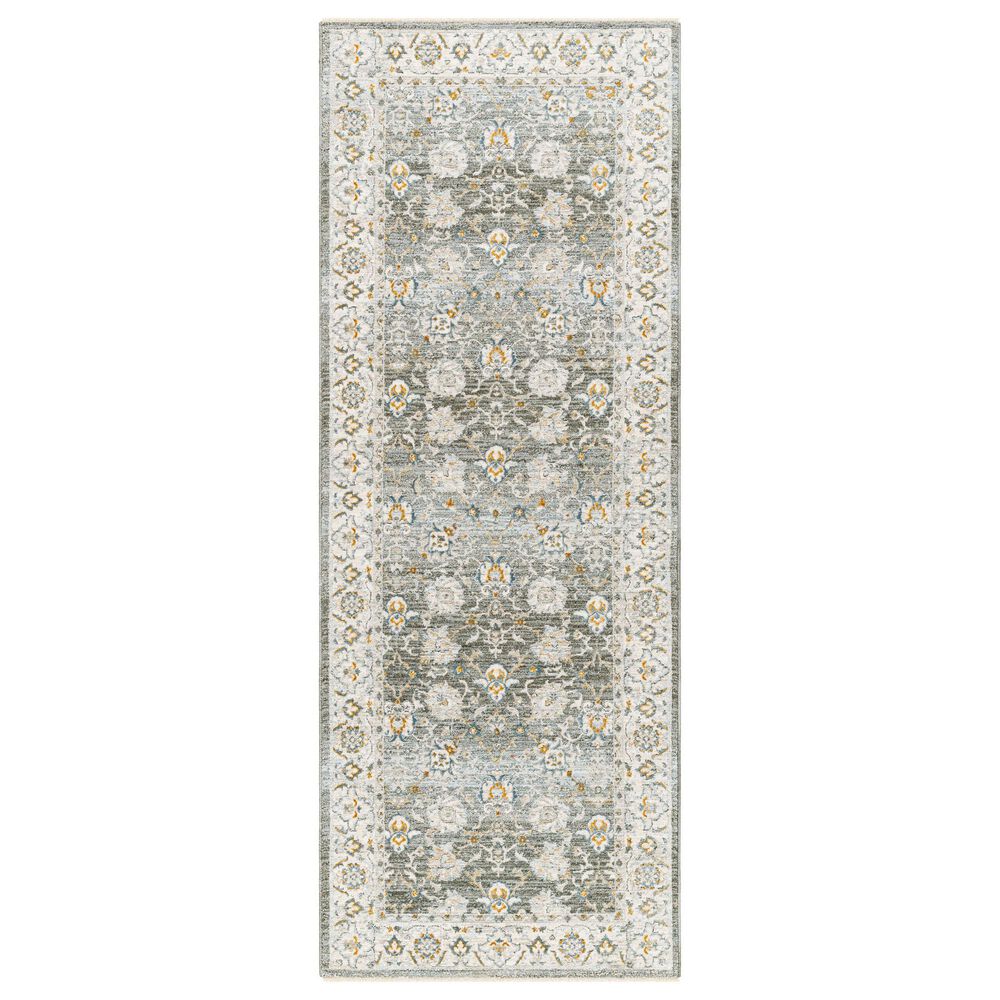 Surya Dresden Deep Teal, Taupe, Dusty Sage, Off-White, Light Gray, Mustard and Olive 2"7" x 7"3" Runner, , large