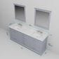 Lexora Home Dukes 80" Double Bathroom Vanity in Dark grey with 2 cm White Carrara Marble Top and Rectangular Sinks, , large