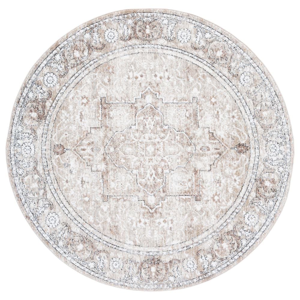 Safavieh Jasmine 5"3" Round Ivory and Beige Area Rug, , large