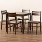 Baxton Studio Lovy 5-Piece Square Dining Set with Beige Fabric in Dark Walnut, , large