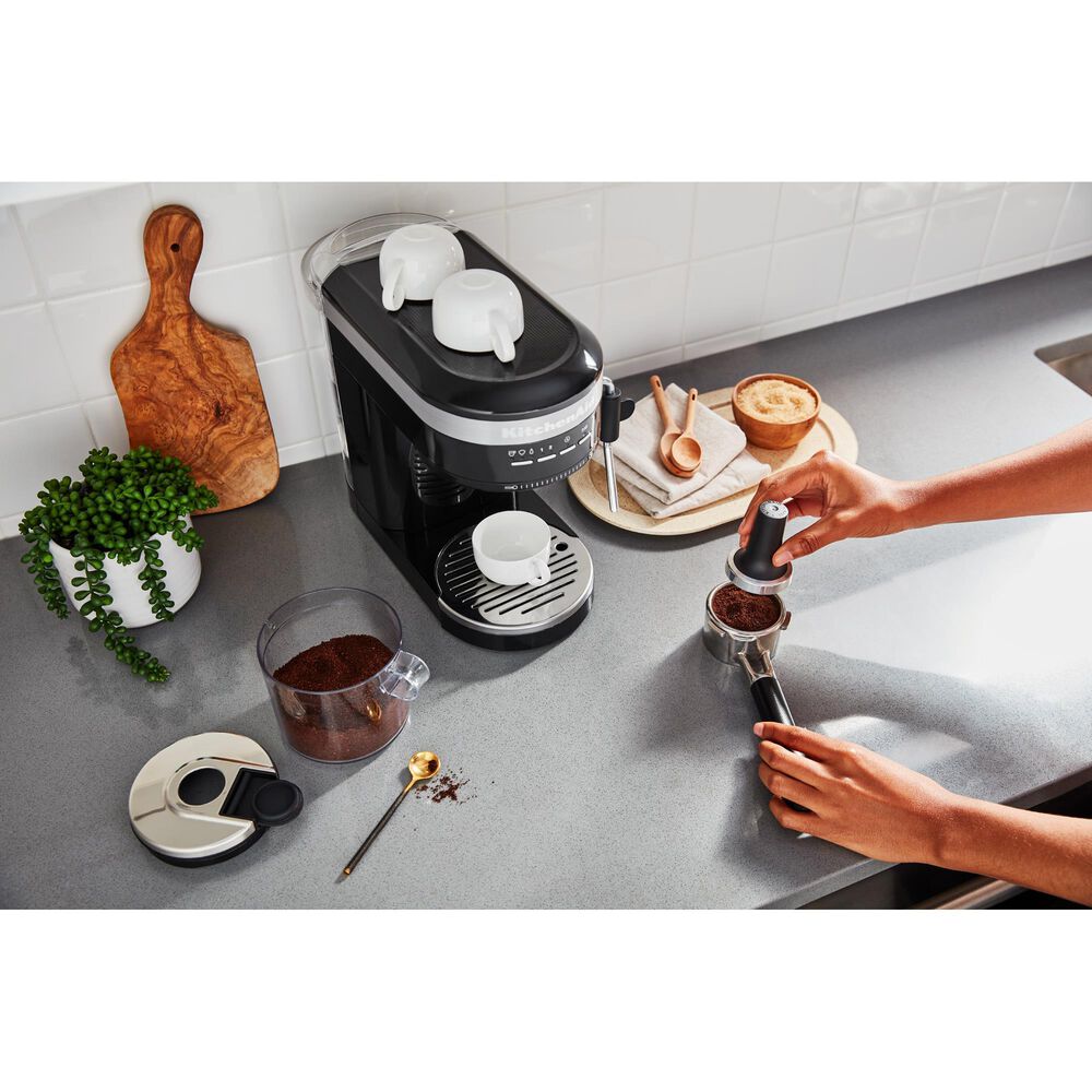 KitchenAid 47 Oz Semi-Automatic Espresso Machine in Onyx Black, , large