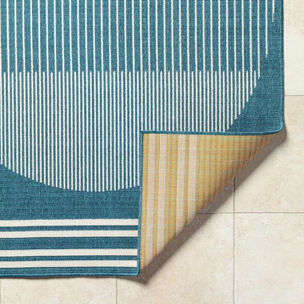 Surya Alfresco 2&#39;5&quot; x 11&#39;10&quot; Marine Blue, Light Silver, Slate Blue and Metallic Silver Indoor/Outdoor Runner, , large