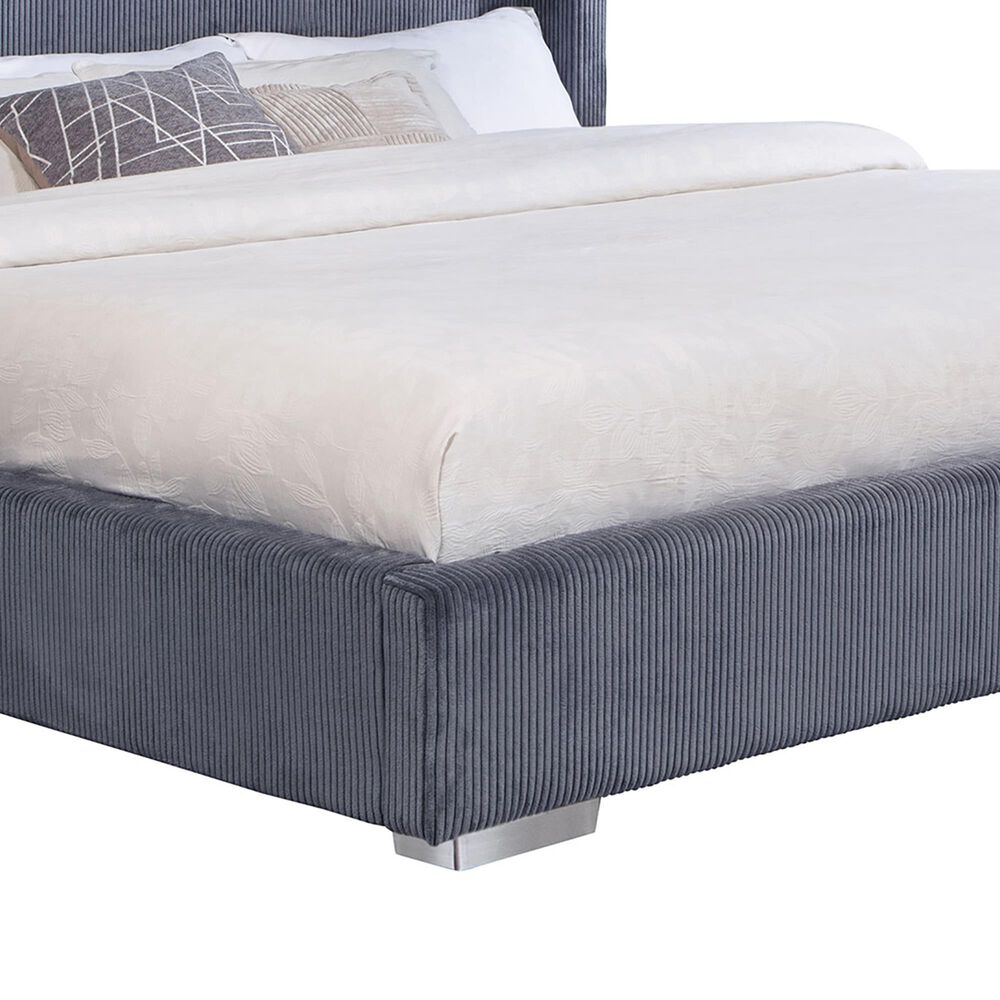 Coaster Tisdall Eastern King Upholstered Fireplace Bed in Grey, , large