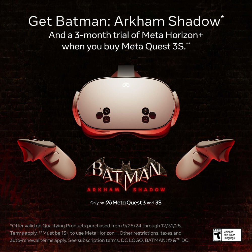 Meta Quest 3S 256GB  Get Batman: Arkham Shadow and a 3-Month Trial of Meta Horizon+ Included  All-in-One Headset, , large