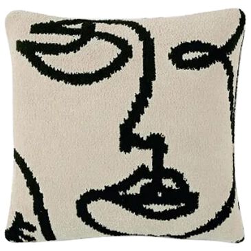 Sunday Citizen Faces 20" Square Throw Pillow in Sahara Tan and Black, , large