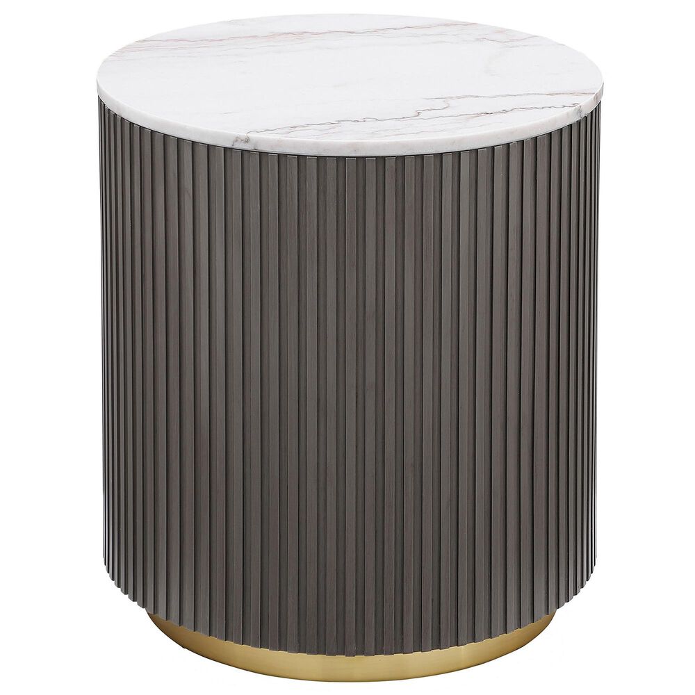 Pacific Landing Jason End Table in White, Charcoal and Brushed Gold, , large