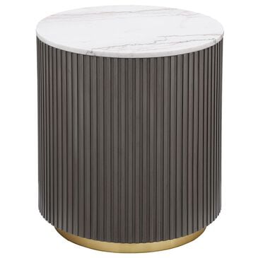 Pacific Landing Jason End Table in White, Charcoal and Brushed Gold, , large