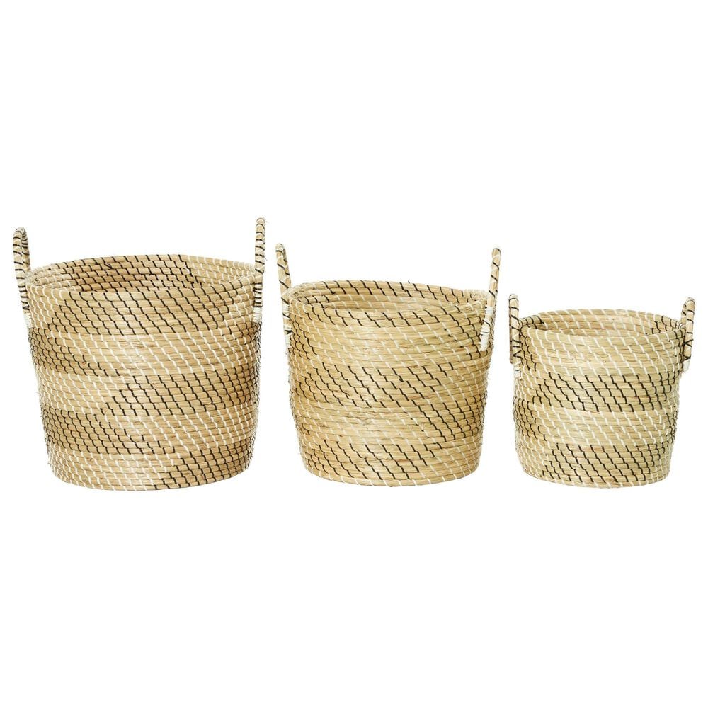 Maple and Jade Storage Basket with Handles in Beige, Matte White and Black (Set of 3), , large