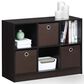 HOMLUX 6-Cube Bookshelf Bookcase with Storage Bins in Dark Walnut, , large