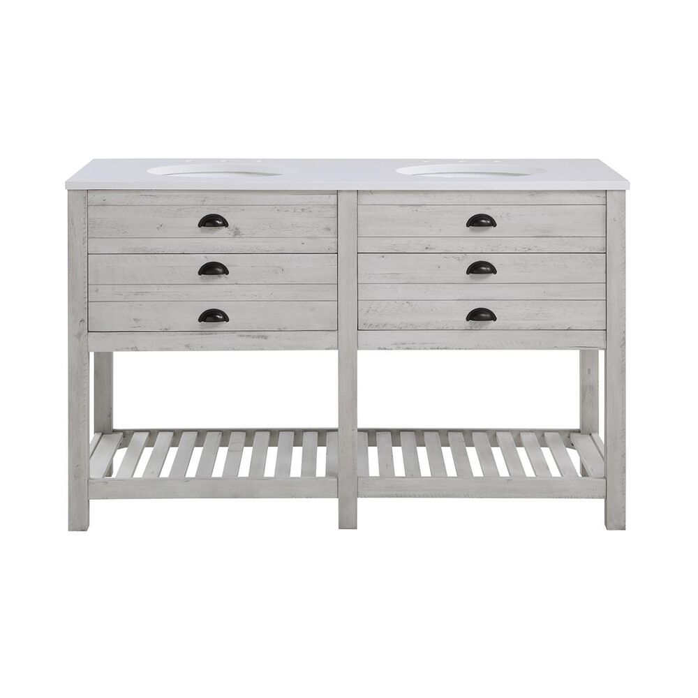 Coast To Coast Imports 57" Vanity With Top, Double Sink, 2 Drawers in White, , large