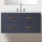 Lexora Home Castor 36" Single Bathroom Vanity in Blue with 2 cm White Cultured Marble Top and Rectangular Sink, , large