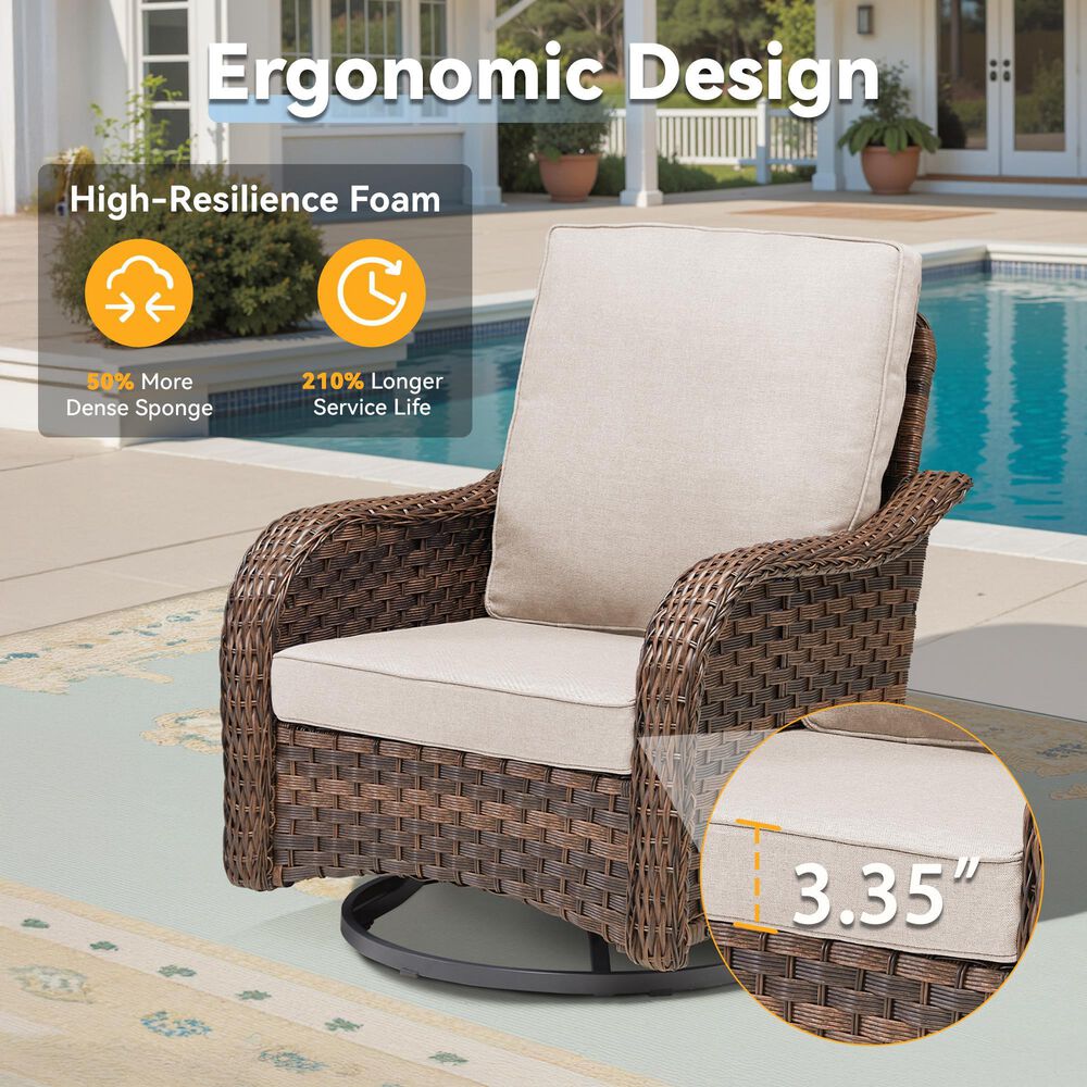 Hearth and Haven 3-Piece Outdoor Bistro Set with Swivel Gliders Rocker in Beige, , large