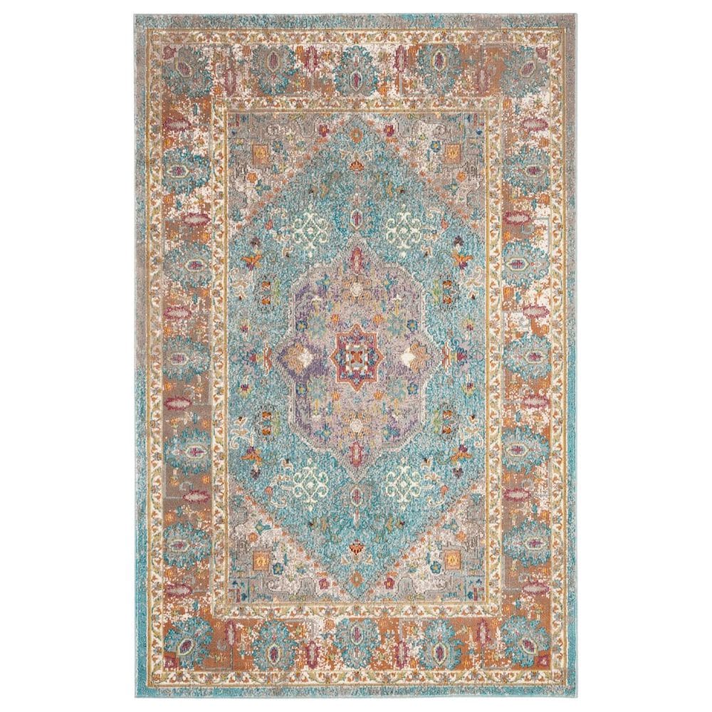 Safavieh Aria ARA100B 4" x 6" Blue and Creme Area Rug, , large