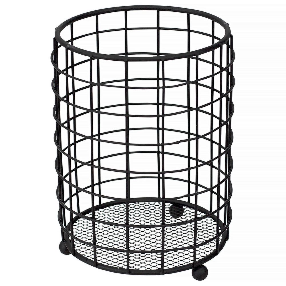 Home Basics Grid Cutlery Holder with Mesh Bottom in Black, , large
