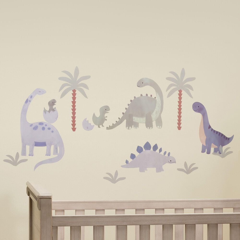 Lambs &amp; Ivy Dino-Might 4-Sheet Wall Decal in Green, Gray and Blue, , large