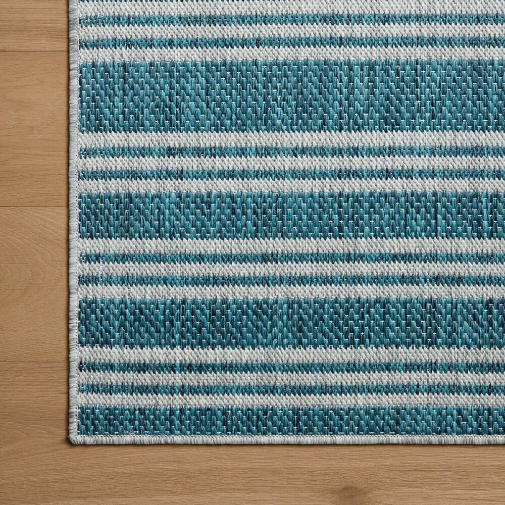 Loloi Easton Teal and Fog 2&#39;3&quot; x 3&#39;9&quot; Indoor/Outdoor Area Rug, , large