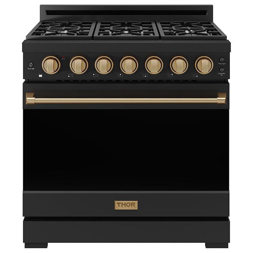 Thor Kitchen Gordon Ramsay 6 Cu. Ft. Professional Liquid Propane Range with Bronze Handle Kit in Black, , large