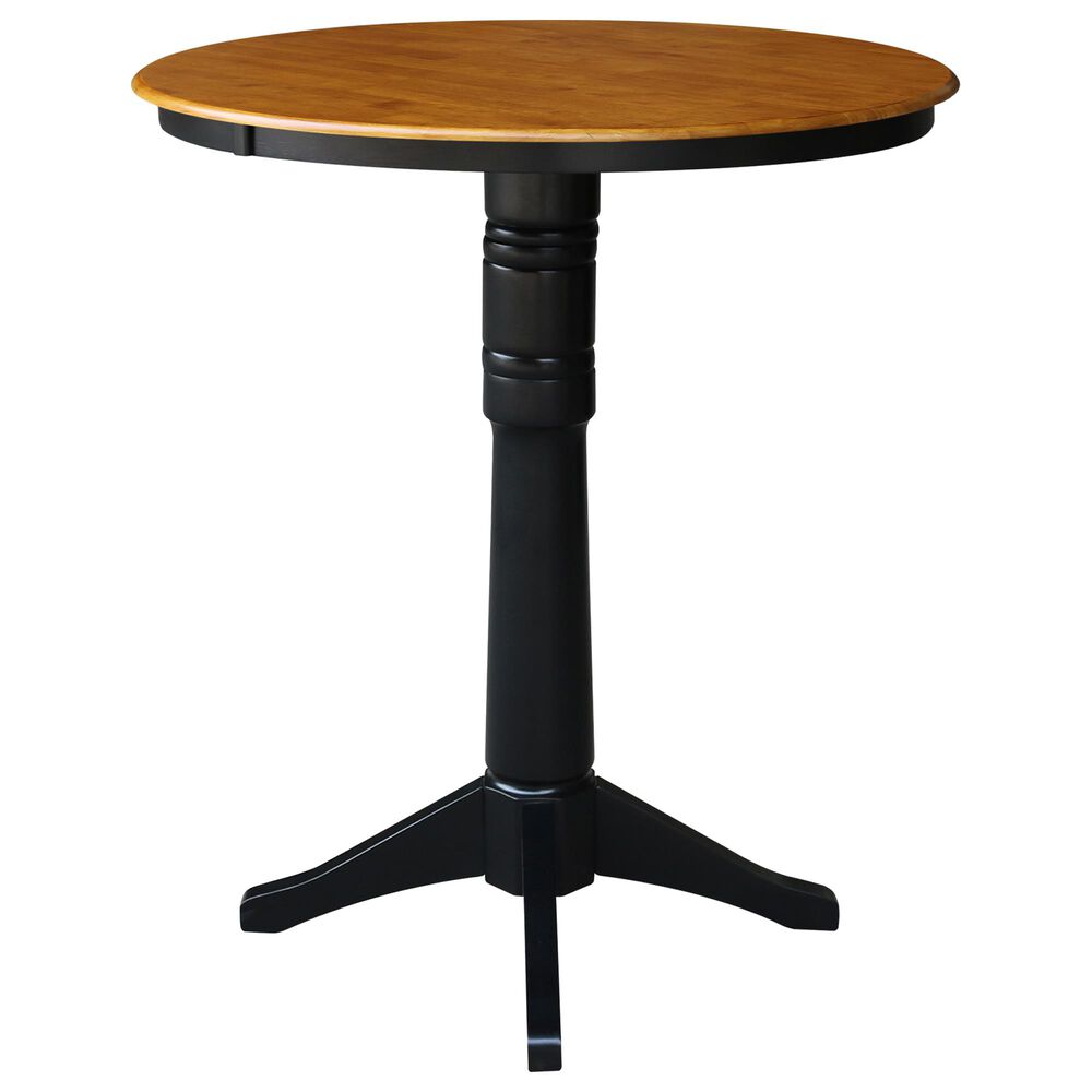 International Concepts Transitional 36" Pedestal Table in Black and Cherry, , large