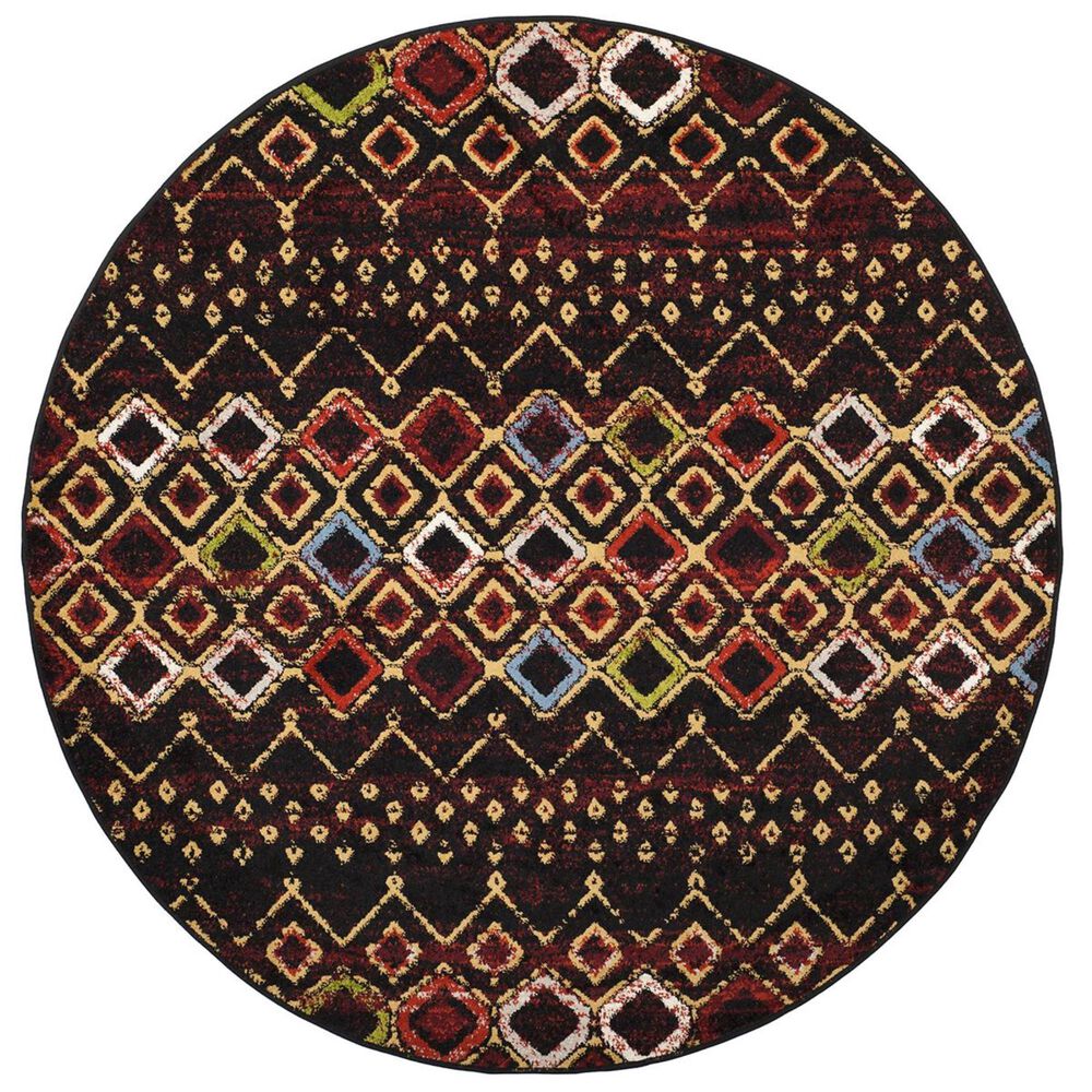 Safavieh Amsterdam AMS108P-5R 5&#39;1&quot; Round Black/Multi Area Rug, , large
