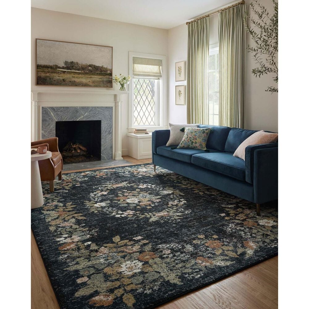 Rifle Paper Co. x Loloi Laurel Strawberry Fields 5&#39;3&quot; x 7&#39;8&quot; Navy Area Rug, , large