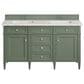 James Martin Vanities Brittany 60" Double Bathroom Vanity in Smokey Celadon with 3 cm Eternal Jasmine Pearl Quartz Top and Rectangular Sinks, , large